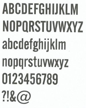 Tre bokstaver modell ALTERNATE GOTHIC